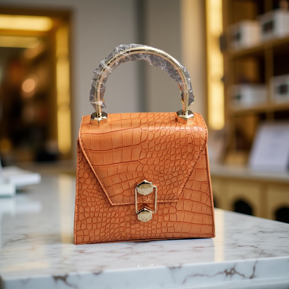 New Badgley Mischka Croco flap over crossbody bag in Orange